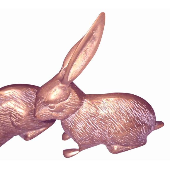 Set Of 3 LARGE Vintage Brass Rabbit Figurines Decorative Collectibles - Picture 4 of 8